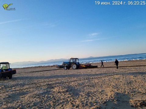 Работы по очистке популярного пляжа ведут во Владивостоке