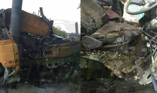 Водитель КамАЗа протаранил столб (ФОТО)