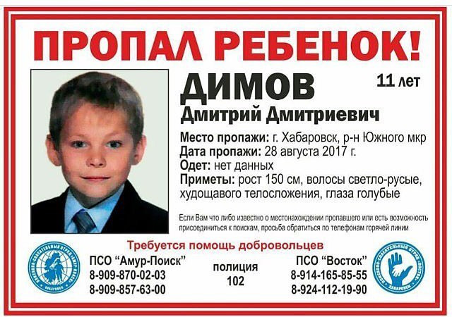 Мальчик не вернулся с прогулки в Хабаровске