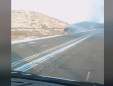 Пассажирский автобус сгорел дотла в Приамурье