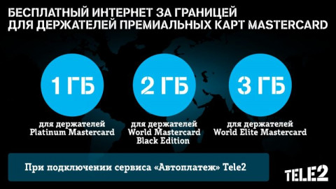 Tele2 предлагает бесплатный интернет держателям премиальных карт Mastercard©