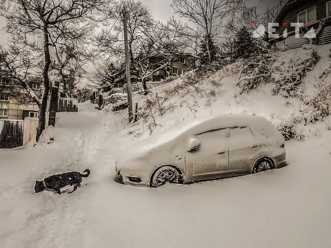 Метровые сугробы парализовали транспортную жизнь Владивостока