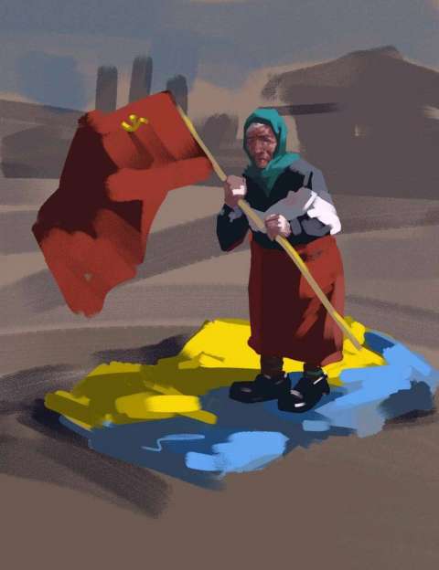 Фото-репортаж: «Отдай флаг»: бабушка с красным знаменем стала новым символом СВО