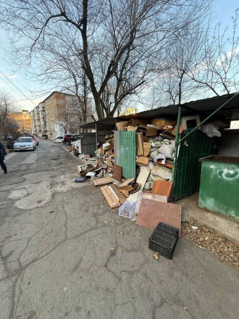 Фото-репортаж: "Скорая помощь" не успела добраться до пациента из-за переполненной мусорной площадки во Владивостоке - соцсети