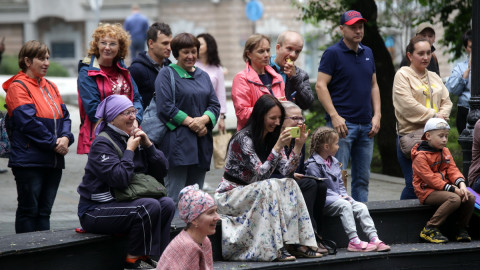 Фото-репортаж: Оркестр ТОФ сыграл песни военных лет во Владивостоке